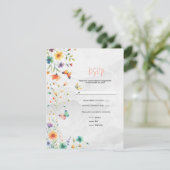 Invitation Réponse de mariage papillon floral aquarelle color (Debout devant)