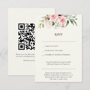 Invitation Réponse de mariage par courrier / code QR en ligne