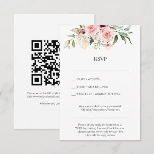 Invitation Réponse de mariage par courrier / code QR en ligne