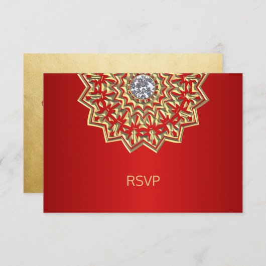 Invitation Réponse de mariage personnalisée Ruby ROUGE indien (Devant / Derrière)