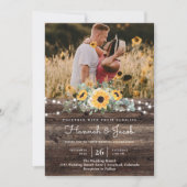 Invitation Réponse de mariage QR Code Bois rustique Tournesol (Devant)