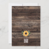 Invitation Réponse de mariage QR Code Bois rustique Tournesol (Dos)