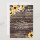 Invitation Réponse de mariage QR Code Bois Tournesol Rustique (Devant)