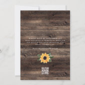 Invitation Réponse de mariage QR Code Bois Tournesol Rustique (Dos)