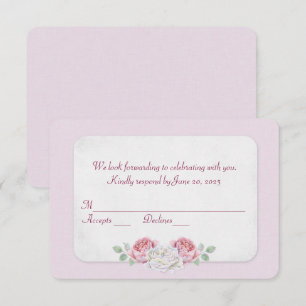 Invitation Réponse de mariage Rose rose