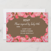 Invitation Réponse de mariage roses blush rose pays rustique (Devant)