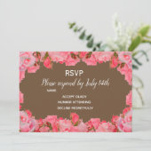 Invitation Réponse de mariage roses blush rose pays rustique (Debout devant)