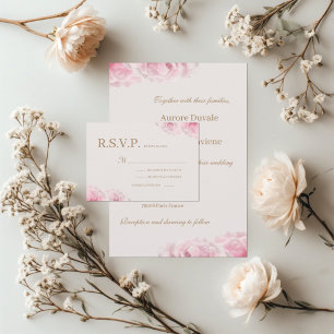Invitation Réponse de mariage Roses réelles Rose rose romanti