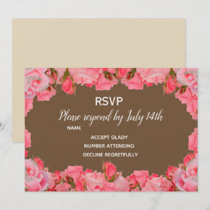 Invitation Réponse de mariage roses rose blush campagne rusti