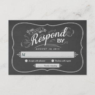 Invitation Réponse de Mariage RSVP Art de Script au Tableau N