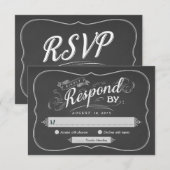 Invitation Réponse de mariage RSVP Art de script de tableau n (Devant / Derrière)
