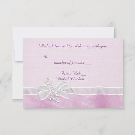 Invitation Réponse de mariage ruban blanc (Devant)