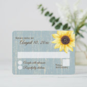 Invitation Réponse de mariage Rustique Bleu de Grange Tournes (Debout devant)