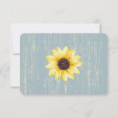 Invitation Réponse de mariage rustique bleu grange tournesol (Dos)