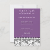 Invitation réponse de mariage rustique - bois, dentelle, cœur (Dos)