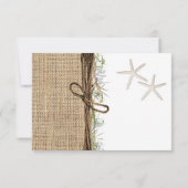 Invitation Réponse de mariage rustique en toile de jute avec  (Dos)