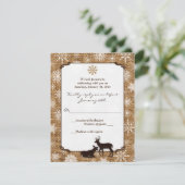 Invitation Réponse de mariage Rustique Toile de Jute, Flocons (Debout devant)