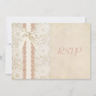 Invitation Réponse de mariage rustique vintage rose et dentel