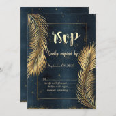 Invitation Réponse de mariage sur la plage aux feuilles de pa (Devant / Derrière)