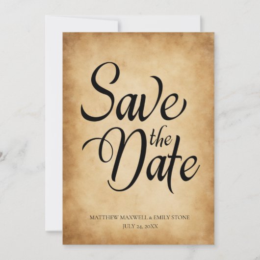 Invitation Réponse de mariage sur parchemin ancien victorien (Devant)