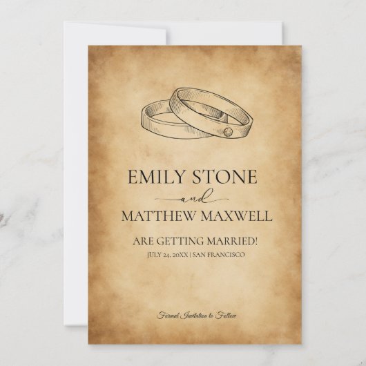 Invitation Réponse de mariage sur parchemin ancien victorien (Dos)