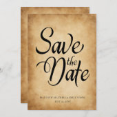 Invitation Réponse de mariage sur parchemin ancien victorien (Devant / Derrière)