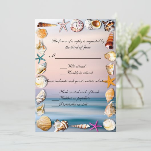 Invitation Réponse de mariage sur une plage de sable tropical (Debout devant)