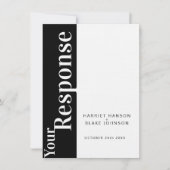Invitation Réponse de mariage texte gras noir et blanc (Devant)
