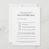 Invitation Réponse de mariage texte gras noir et blanc (Dos)