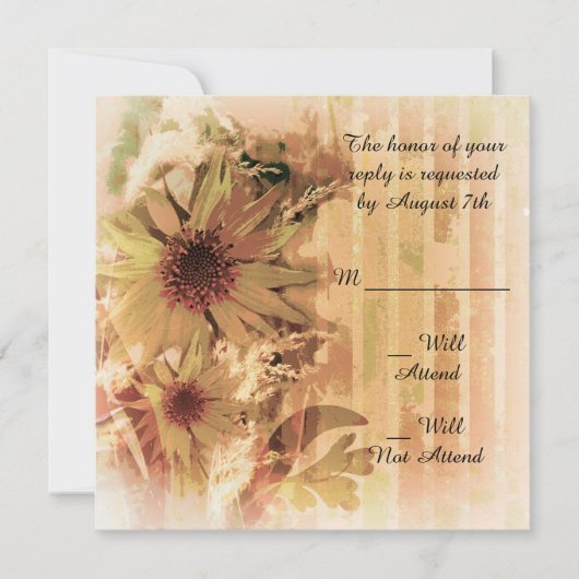Invitation Réponse de mariage tournesol vintage (Devant)