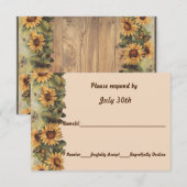 Invitation Réponse de mariage Tournesols et Papillons de Camp (Devant / Derrière)