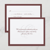 Invitation Réponse de mariage traditionnel avec bordure marro (Devant / Derrière)