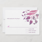 Invitation Réponse de mariage Wisteria framboise gris (Devant)