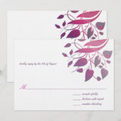 Invitation Réponse de mariage Wisteria framboise grise (Devant / Derrière)