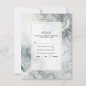 Invitation Réponse de plage bleu gris et or aquarelle Beachy (Devant)