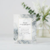 Invitation Réponse de plage bleu gris et or aquarelle Beachy (Debout devant)