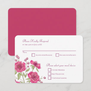 Invitation Réponse de RSVP de mariage à la rose rose vif