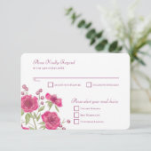 Invitation Réponse de RSVP de mariage à la rose rose vif (Debout devant)