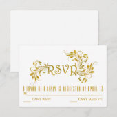 Invitation Réponse de RSVP de mariage floral à feuille de déf (Devant / Derrière)