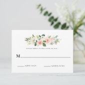 Invitation Réponse de RSVP de mariage floral rose blush (Debout devant)