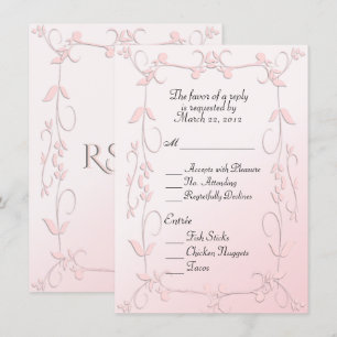 Invitation Réponse délicate rose avec entrée au choix