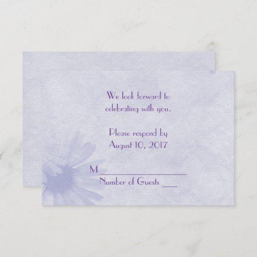 Invitation Réponse douce lavande Daisy (Devant / Derrière)