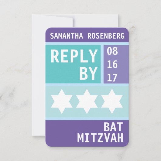 Invitation Réponse du Bat mitzvah RSVP de David Star (Devant)