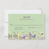 Invitation Réponse du Mariage d'aquarelle verte (Devant)