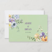 Invitation Réponse du Mariage d'aquarelle verte (Dos)