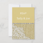 Invitation Réponse du Mariage de dentelle de dentelle d'or BR (Devant)