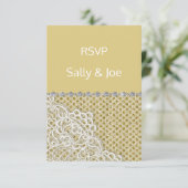 Invitation Réponse du Mariage de dentelle de dentelle d'or BR (Debout devant)