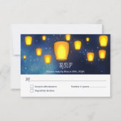Invitation Réponse du Mariage des lanternes flottantes RSVP (Devant)