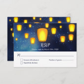 Invitation Réponse du Mariage des lanternes flottantes RSVP (Devant / Derrière)