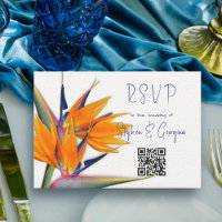 Réponse du mariage QR Code Bird of Paradise Cards